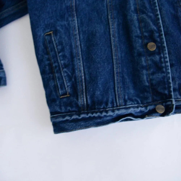 Vintage Northern Gataway Blue Denim Button Up Polar  Fleece Lined Jacket L - Picture 8 of 13